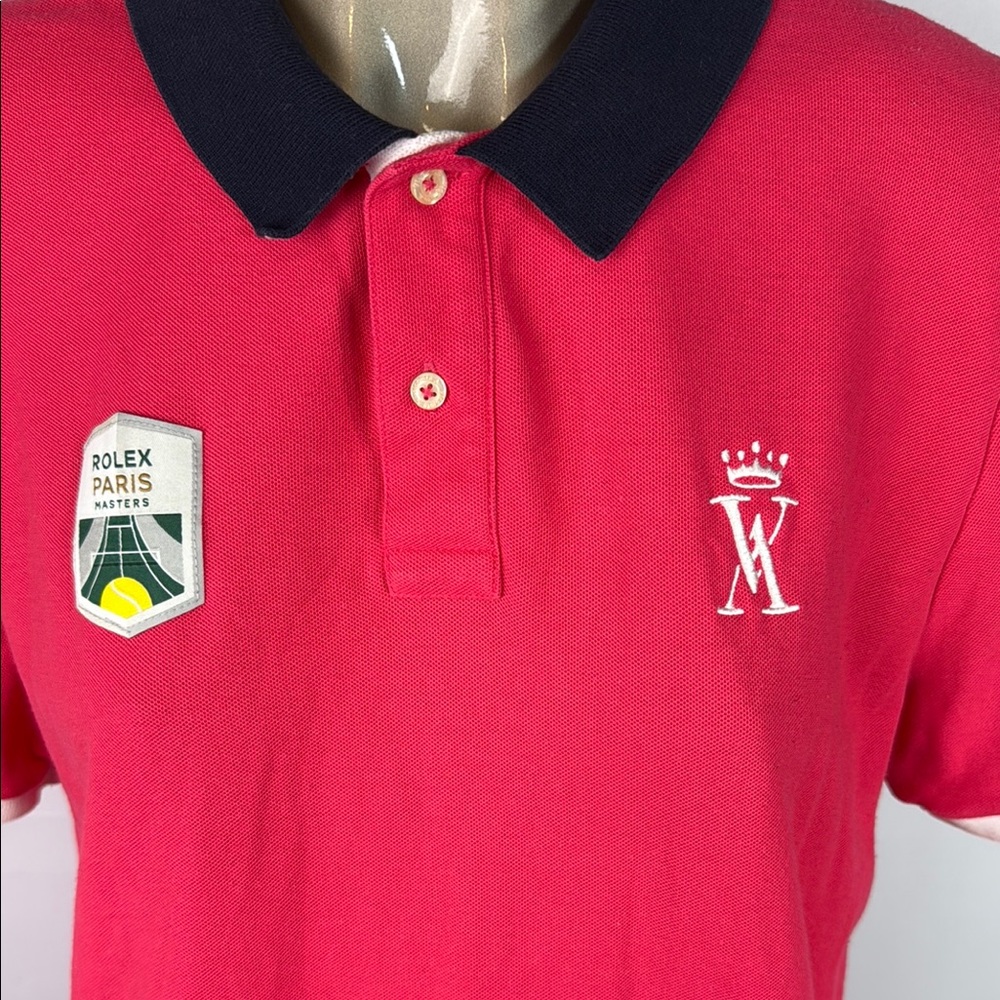 Tennis Rolex Paris Masters Polo Button Pink Shirt